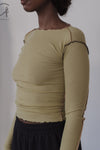 BASERANGE Ribbed Long Sleeve Top T-shirt TTVL Collection France BAS-TTVL-RB-AU23-HUILV Gray Green